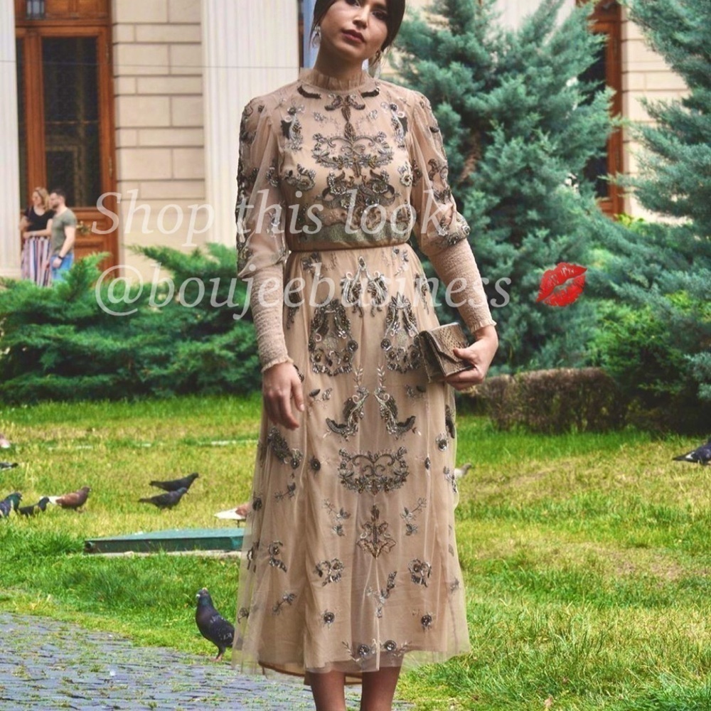ZARA BNWT Embroidered Dress with Beading